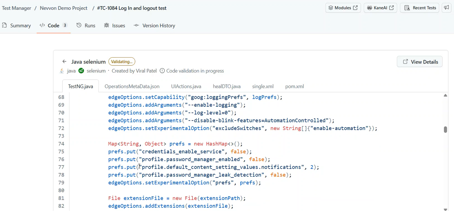 Kane AI generates clean code instantly.