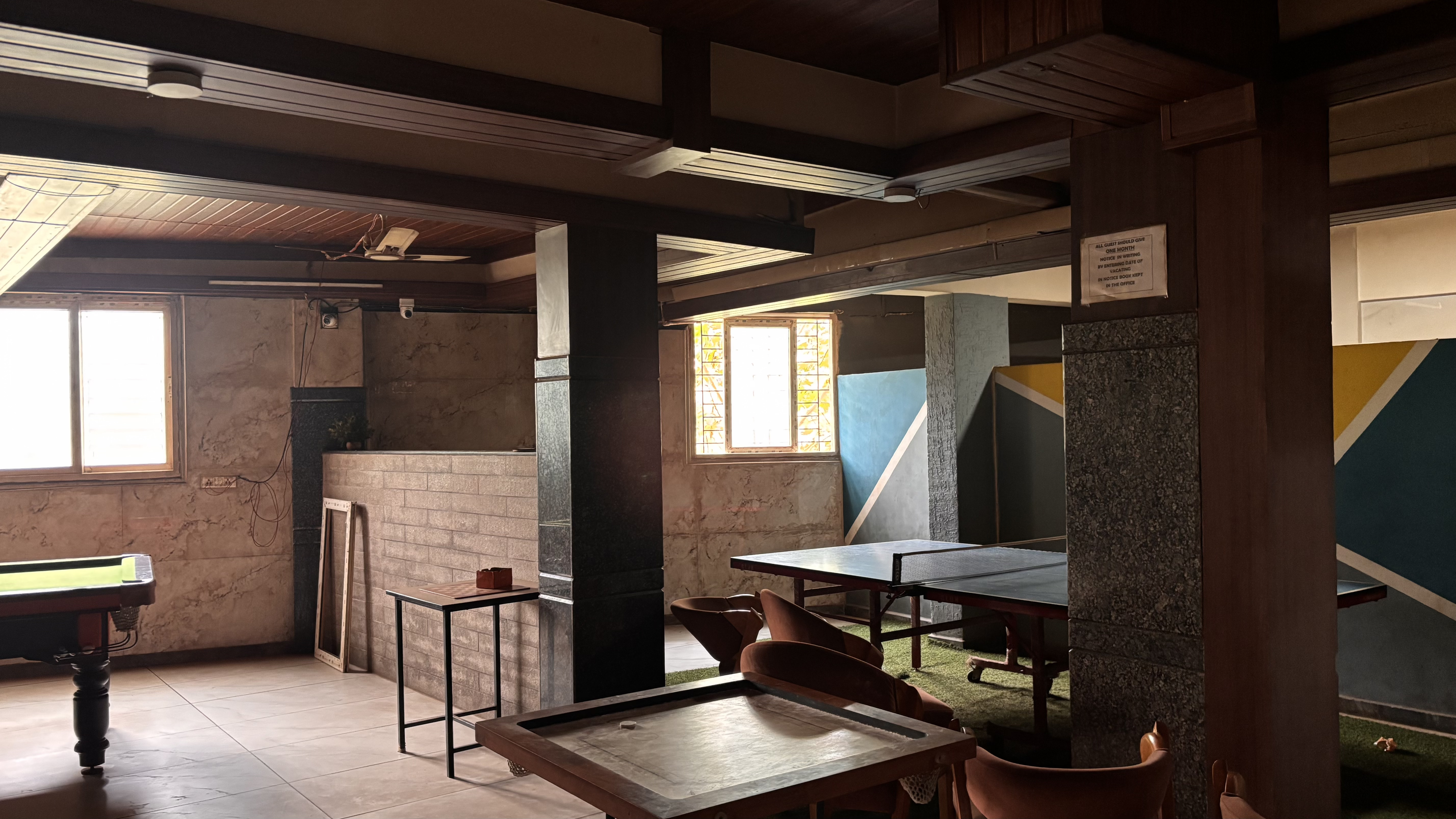 Indoor pool table at Yello Living
