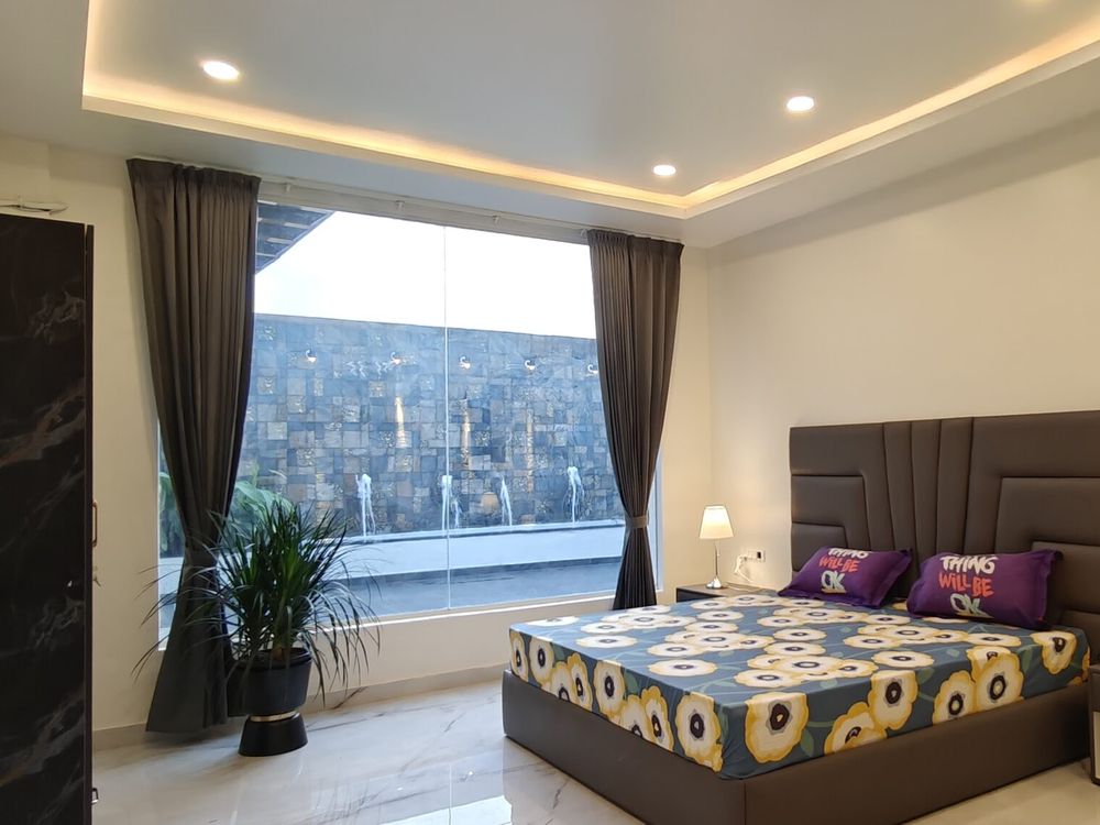 Penthouse bedroom with terrace view for guests staying the night