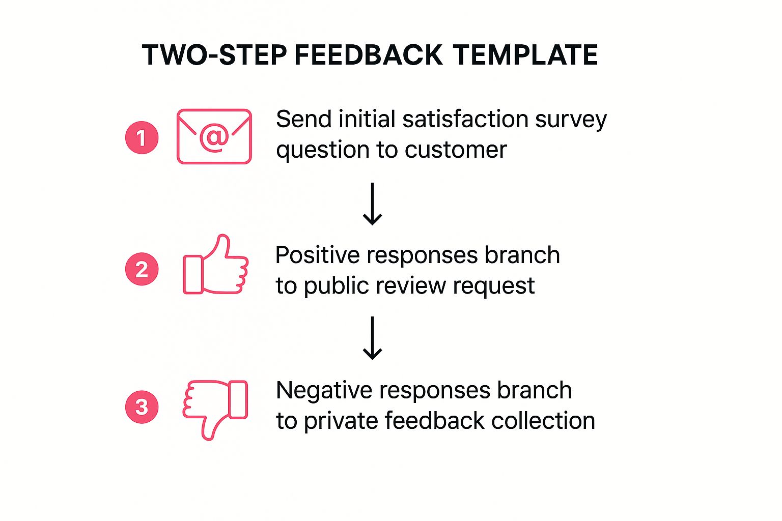 Infographic showing the process flow of The Two-Step Feedback Template