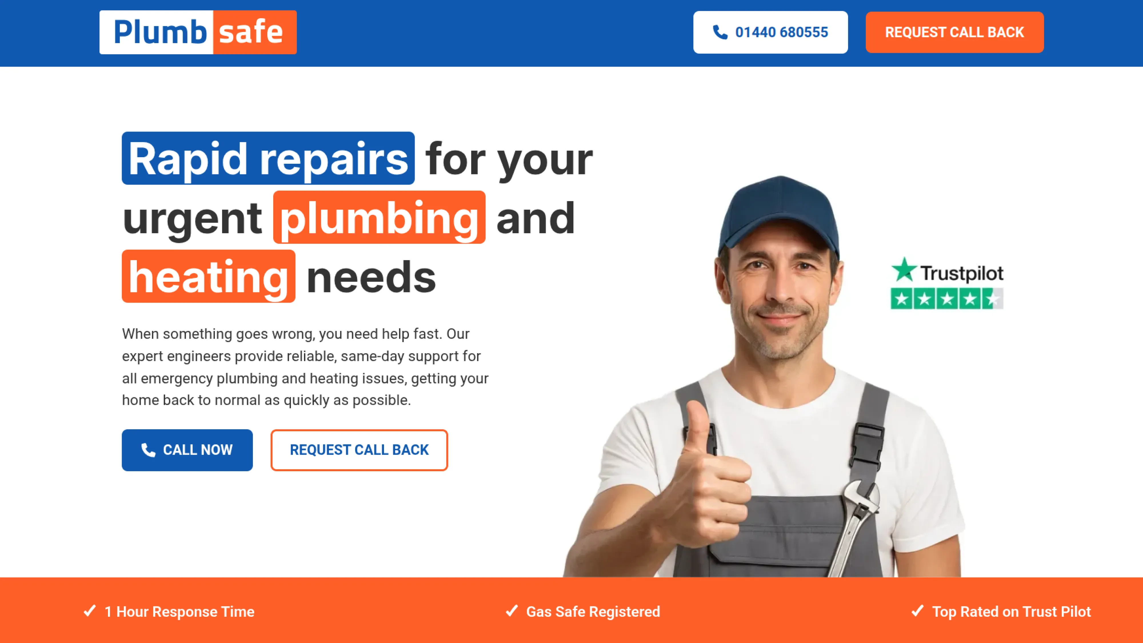Screenshot of the Plumbsafe website