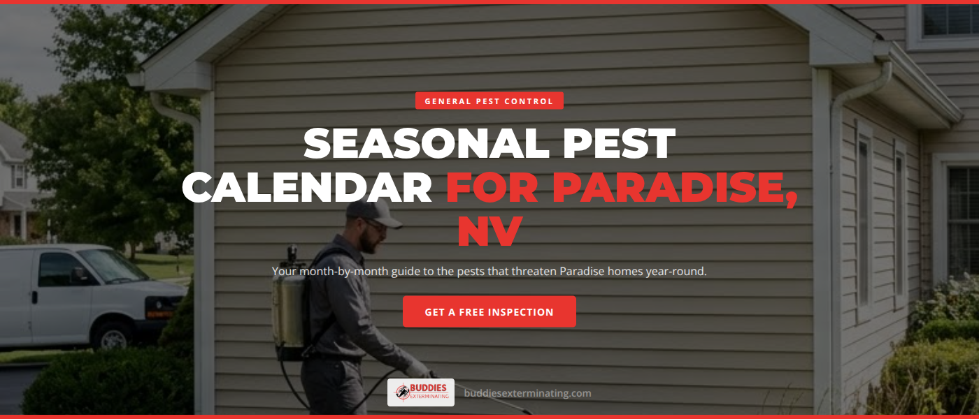 Pest control technician inspecting a Paradise NV home for seasonal pest activity