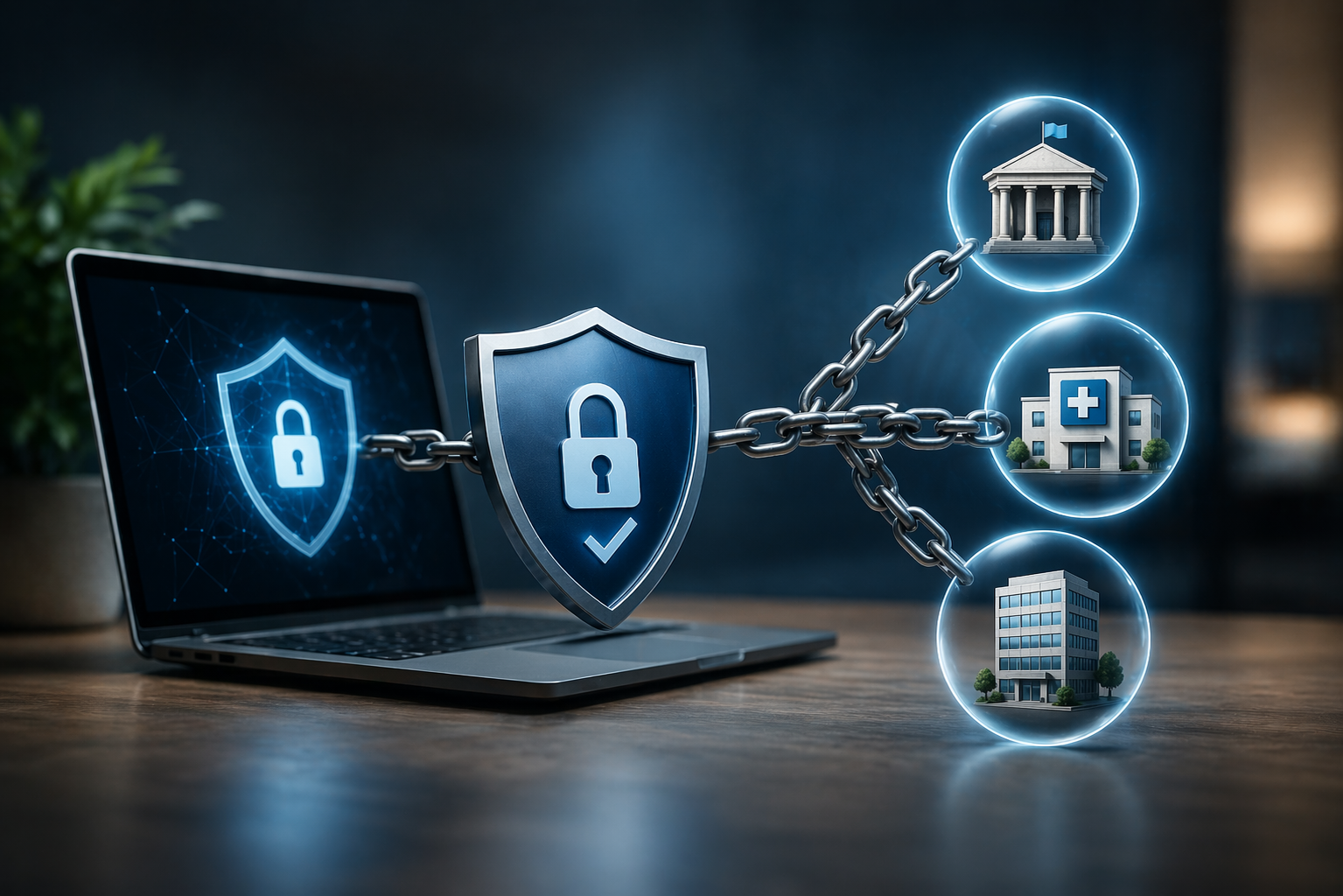 NIS2 laptop met kettingen aan leverancier