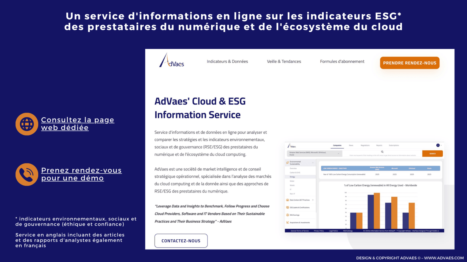 service d'information en ligne sur les indicateurs ESG des prestataires du numérique d'AdVaes