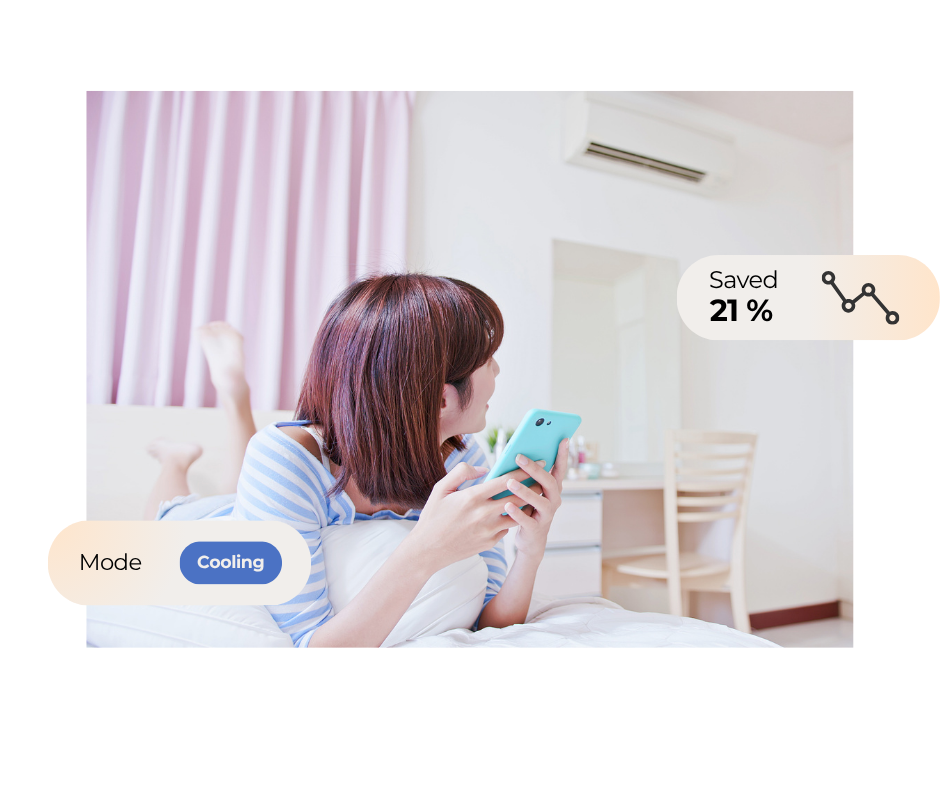 Comfortable living room with heat pump