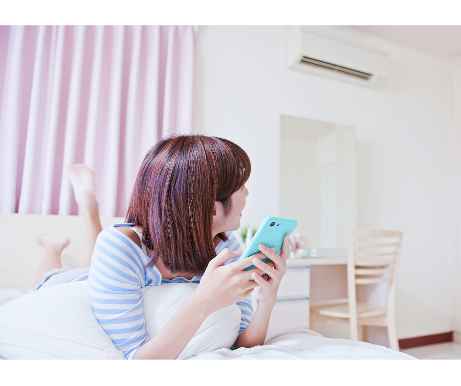 Comfortable living room with air conditioner