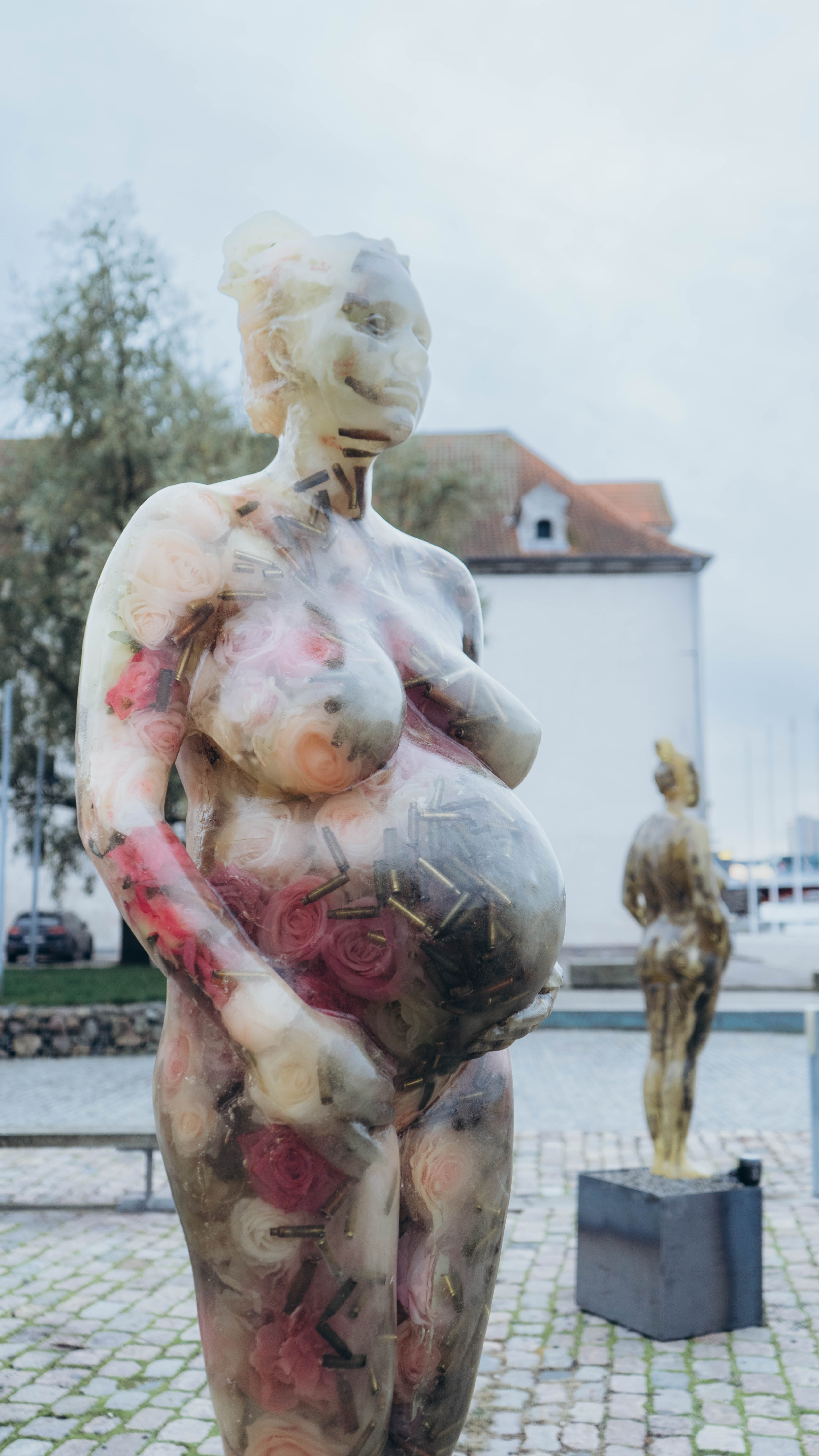  Pregnant Figure II. Roses and Shell Casings, 2024. Photo by Anastasiia Ovsiienko