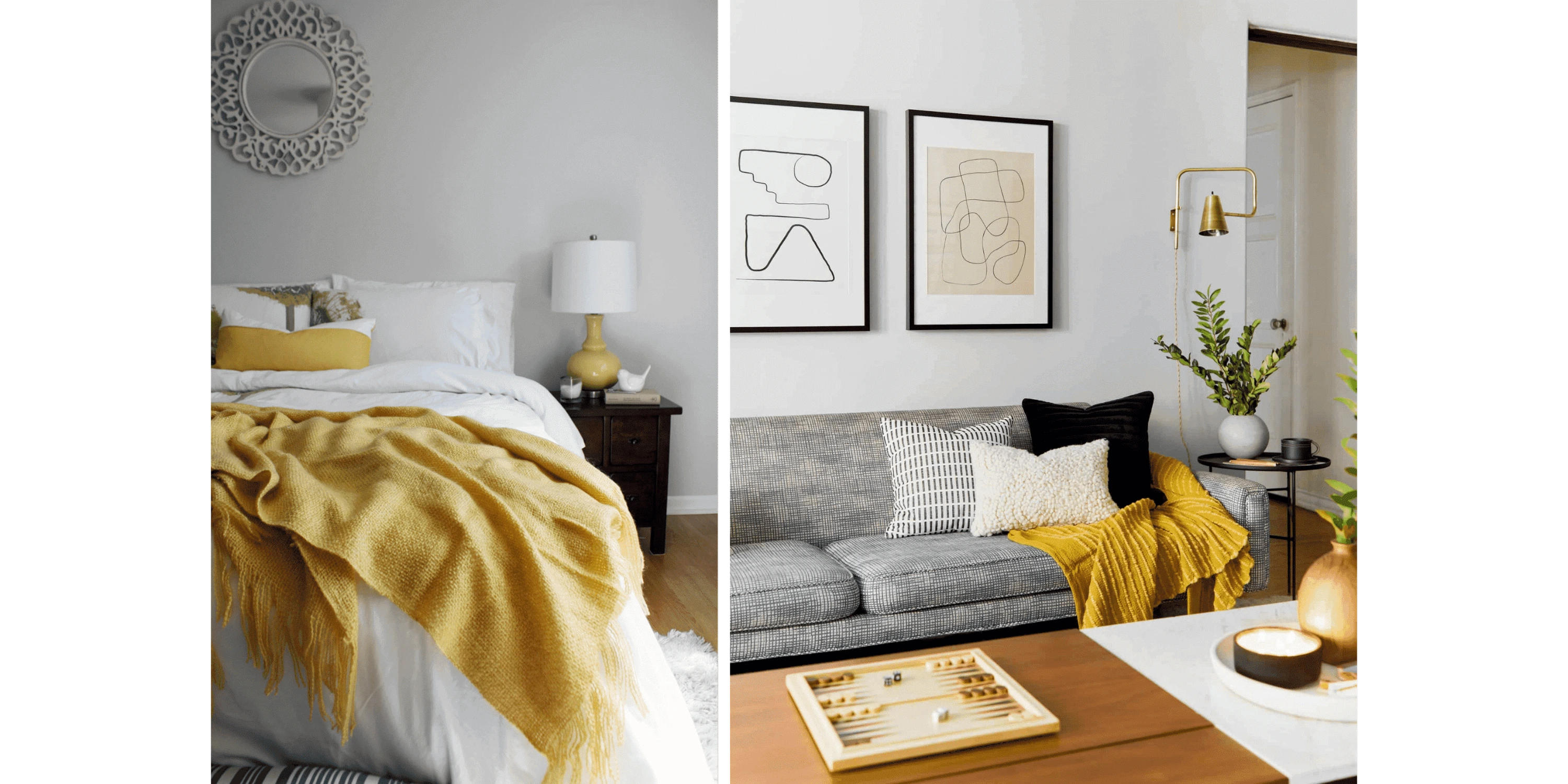 yellow and grey decor