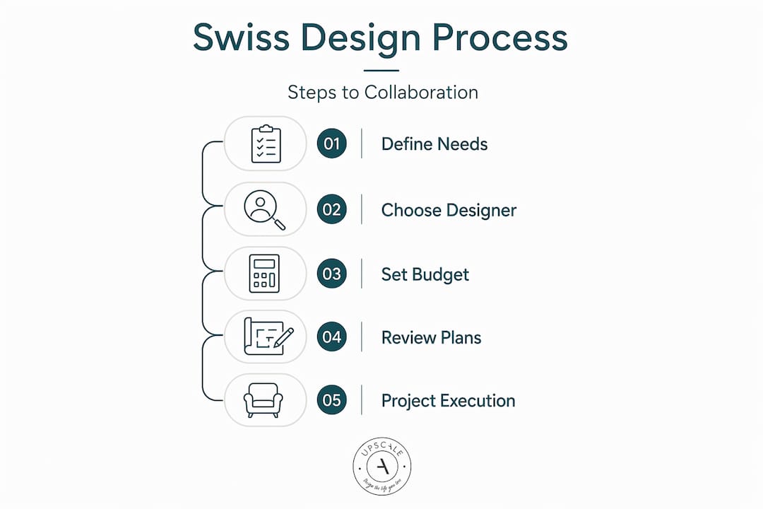 Infographic illustrating Swiss design project steps