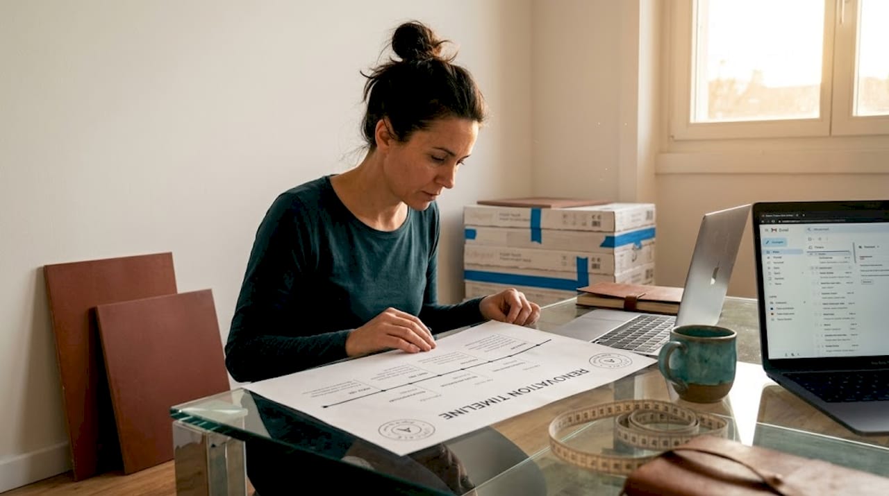 Homeowner reviewing project steps in Geneva apartment