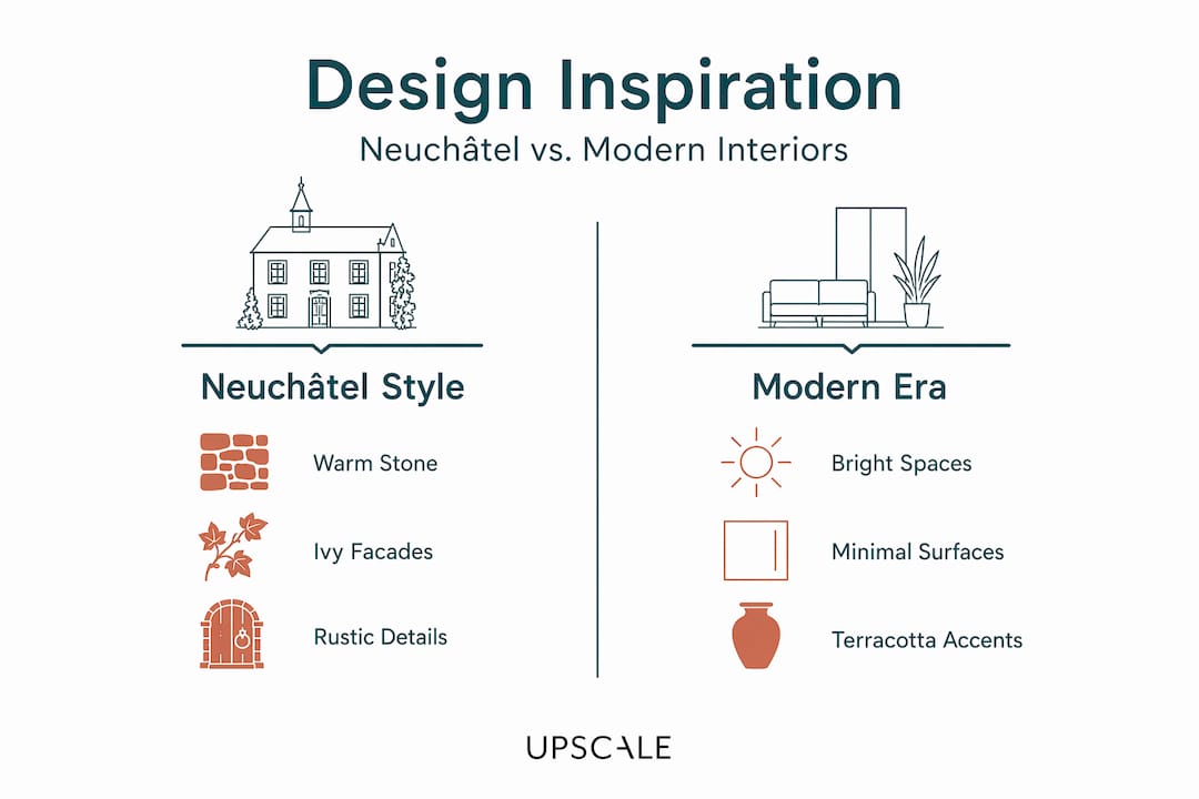 Infographic contrasting Neuchâtel and modern design