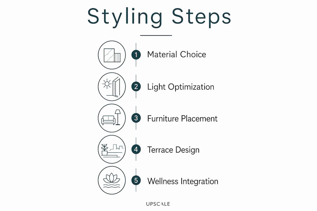 Infographic with key steps for luxury penthouse styling