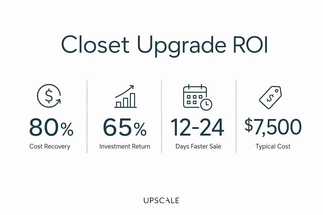 Infographic showing custom closet cost recovery and resale stats