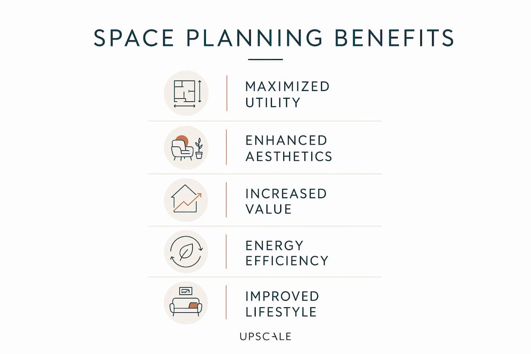 Infographic showing benefits of luxury interior space planning