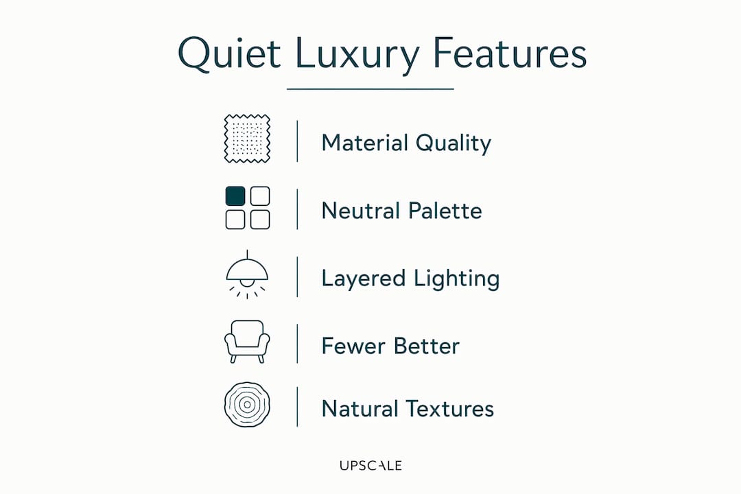 Infographic displaying defining features of quiet luxury design
