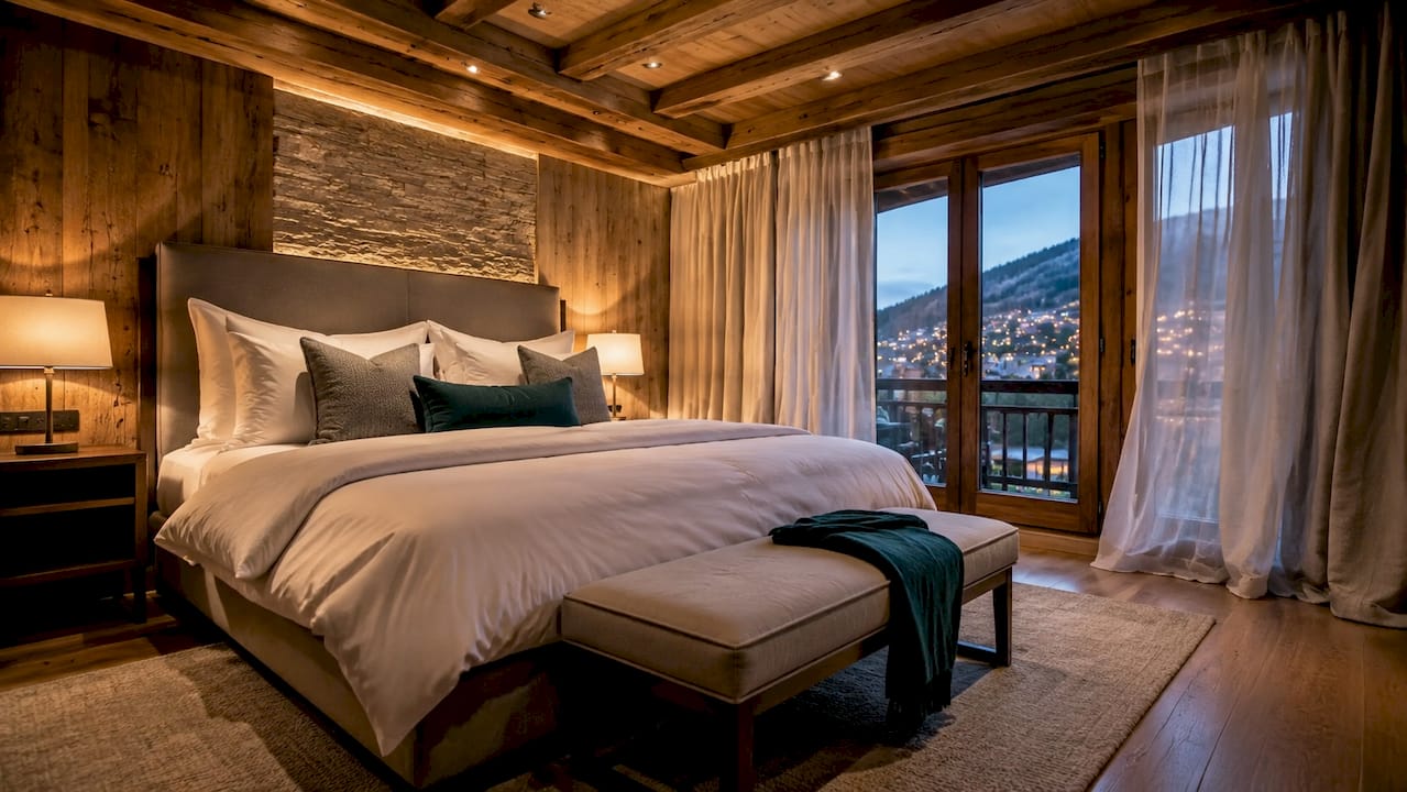 Idées de design pour une chambre d'amis de luxe à Courchevel | Upscale Interiors