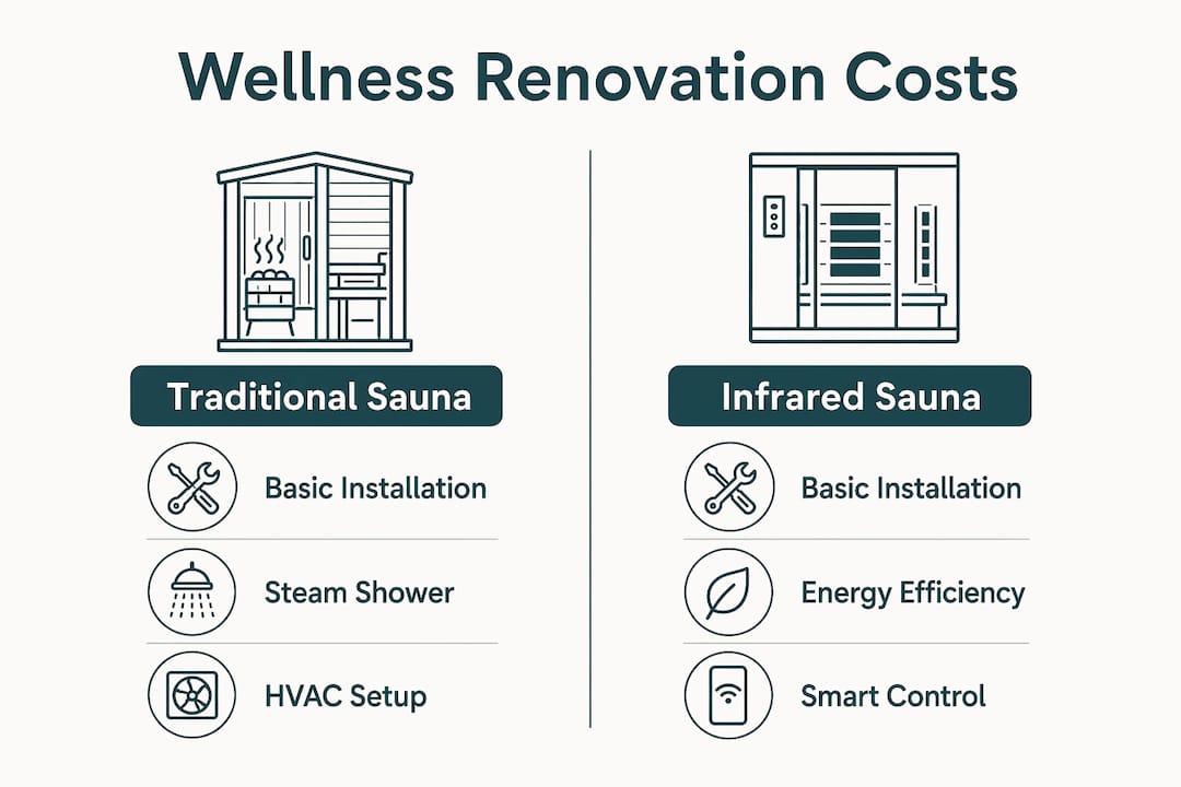 Infographic comparing wellness room renovation costs in Switzerland