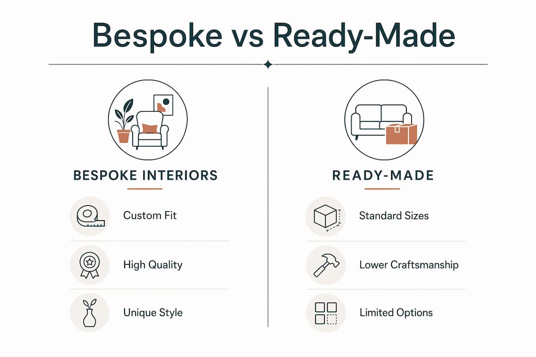 Infographic comparing bespoke and ready-made interiors