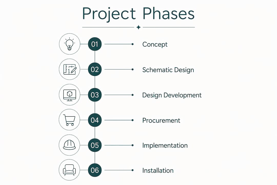 Infographic showing interior design project phases