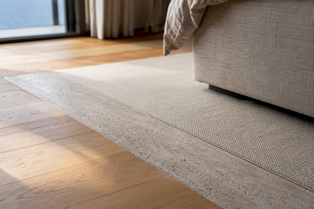 Oak stone wool and linen bedroom materials