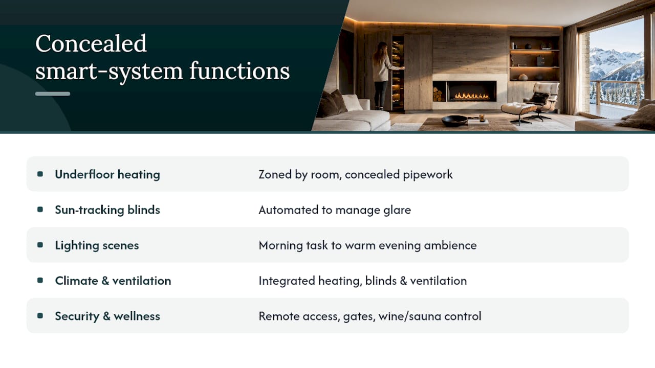 Integrated smart systems across a luxury chalet