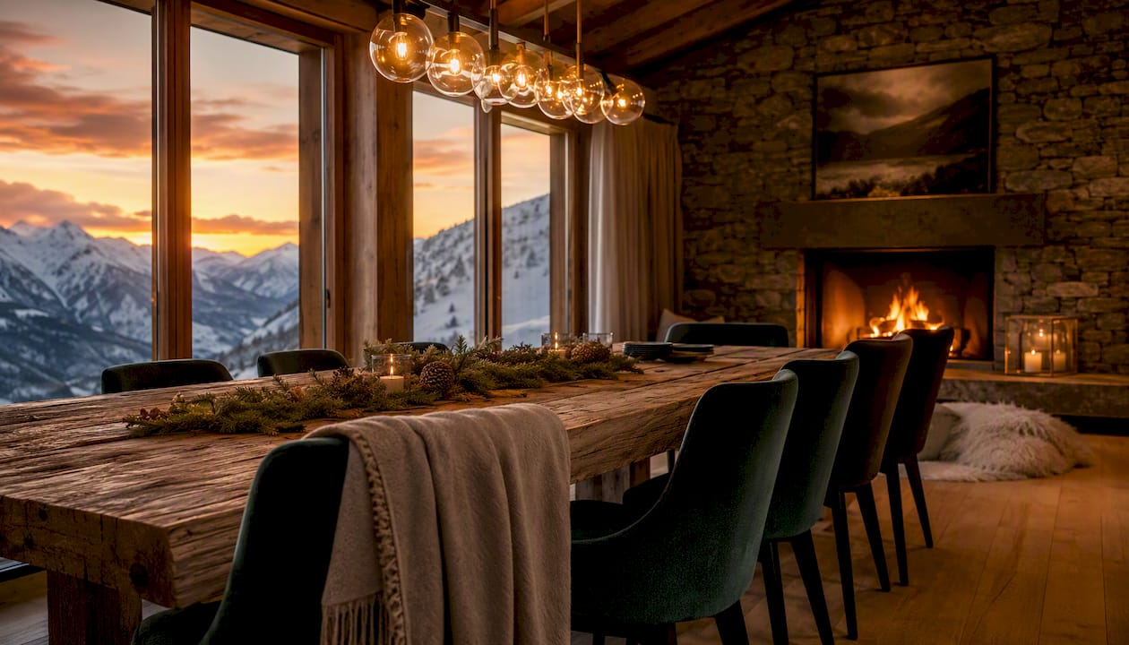 Design de salle à manger de luxe sur mesure à Courchevel | Upscale Interiors