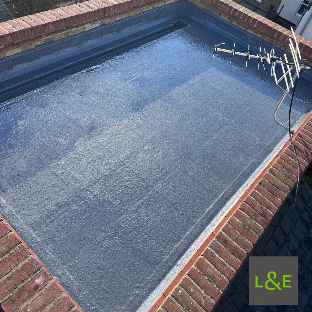 GRP flat roof overlay installed using ResTec Flexitec system in Battersea