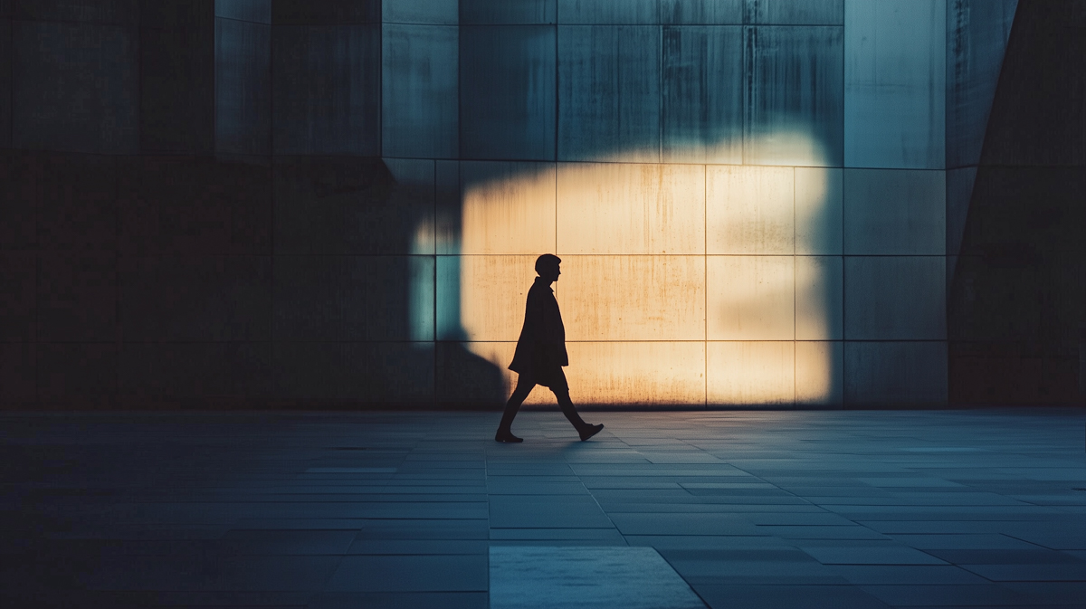 Person walking in shadows to represent the difference between anonymization and pseudonymization
