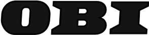 Logo of OBI, a retail company known for home improvement products, featuring bold black letters on a transparent background.