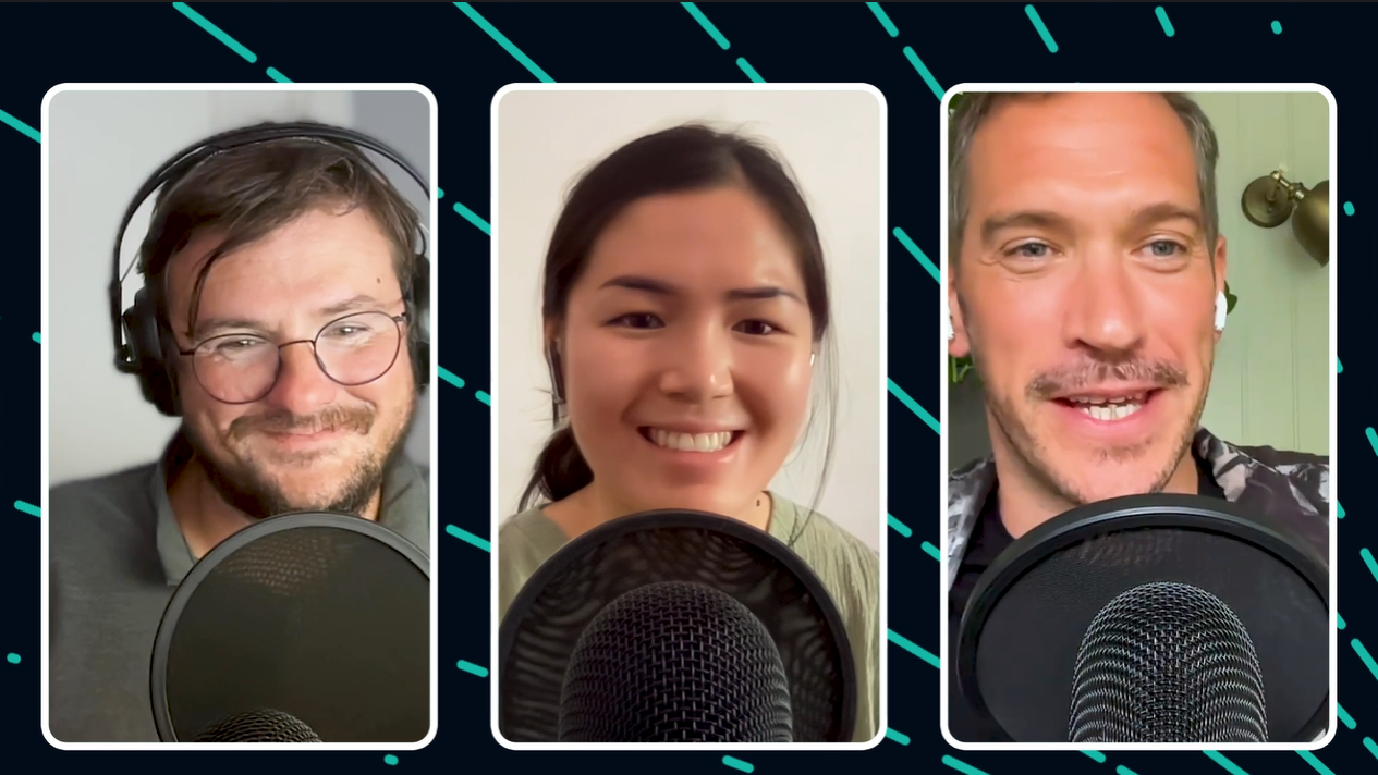 Three people discussing Decentriq's secure data collaboration platform and data clean room solutions via video call.