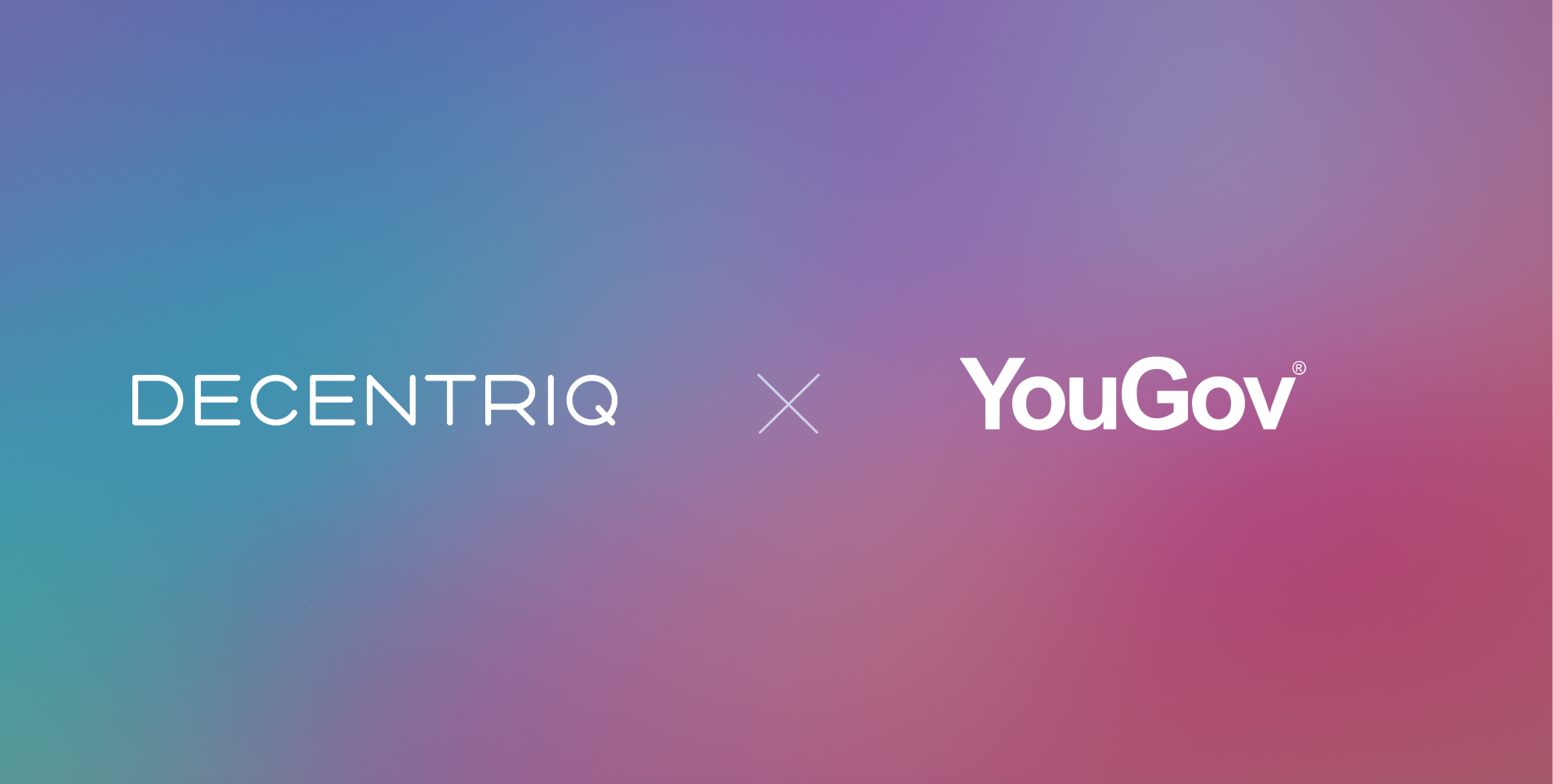 White Decentiq and YouGov logos against a blue-pink pastel background