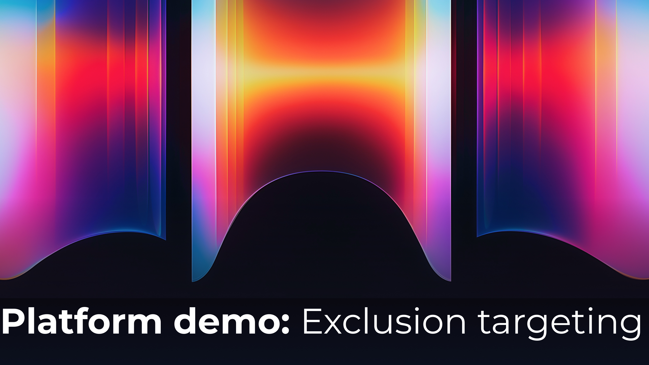 Abstract multicolored visual on black background with use case name below