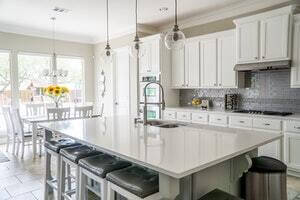 Kitchen space with a dining table and countertop