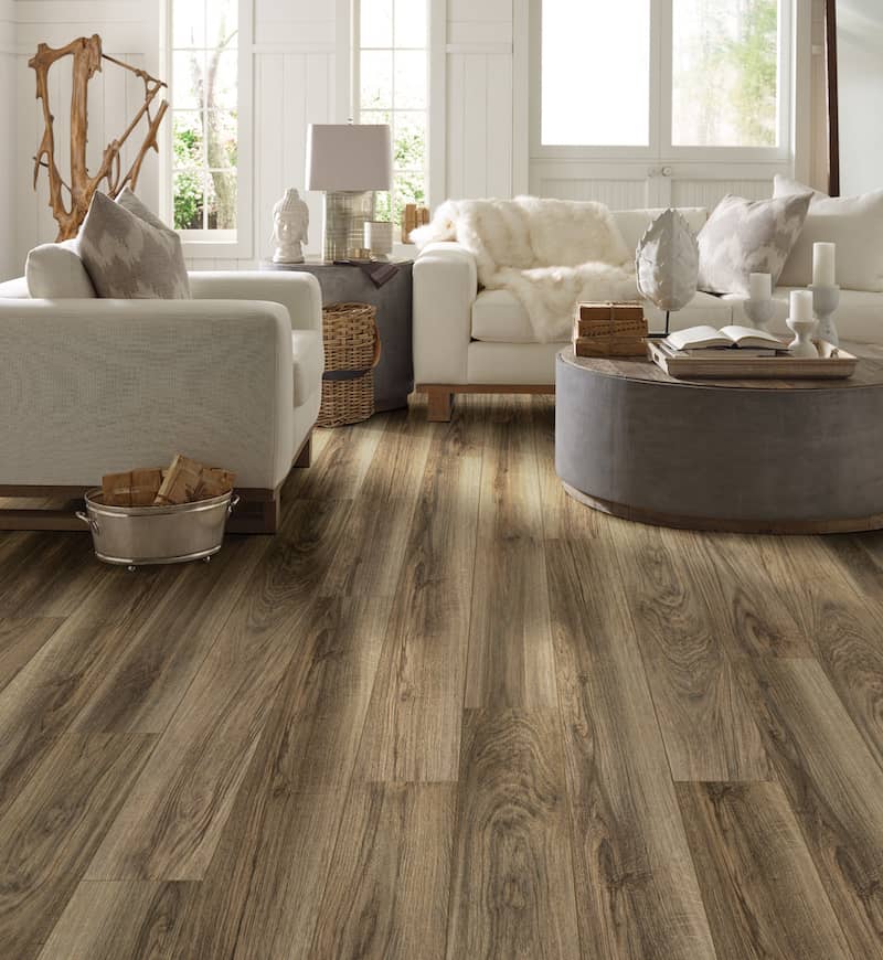 a living room with a wood floor