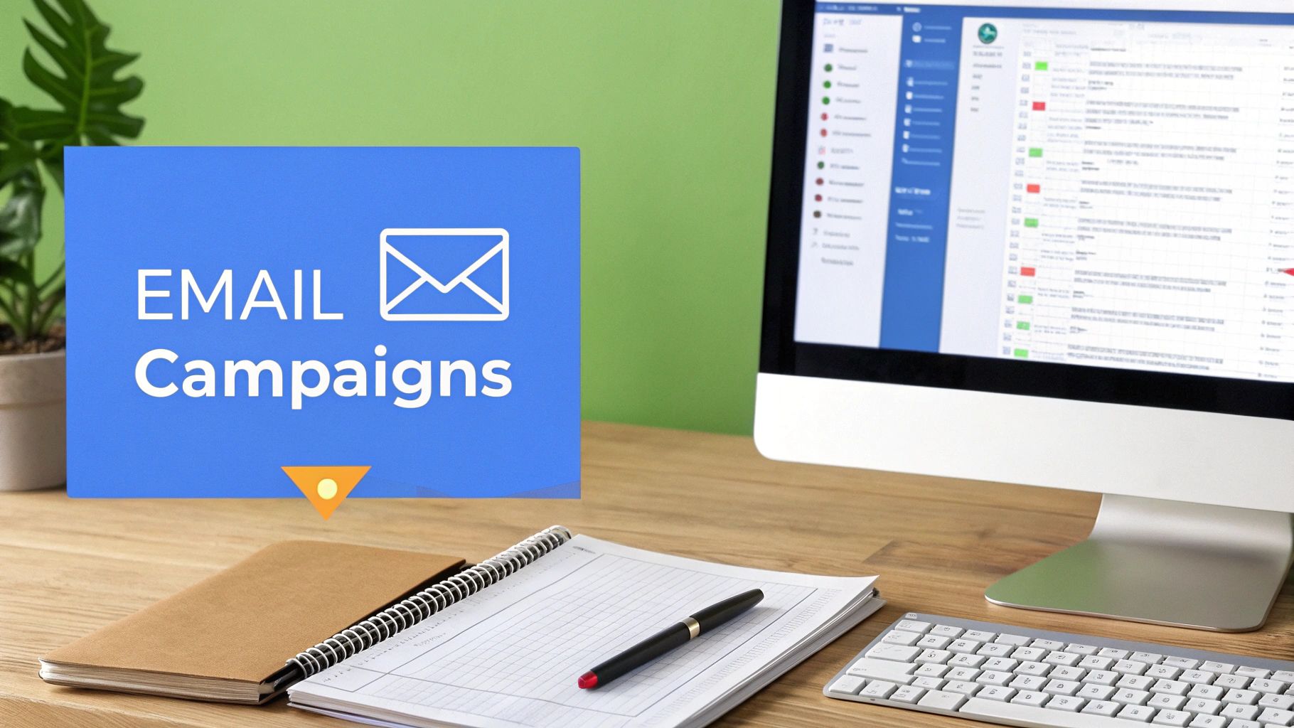 A visual representation of an email marketing campaign on a laptop, showing engagement metrics and subscriber lists.