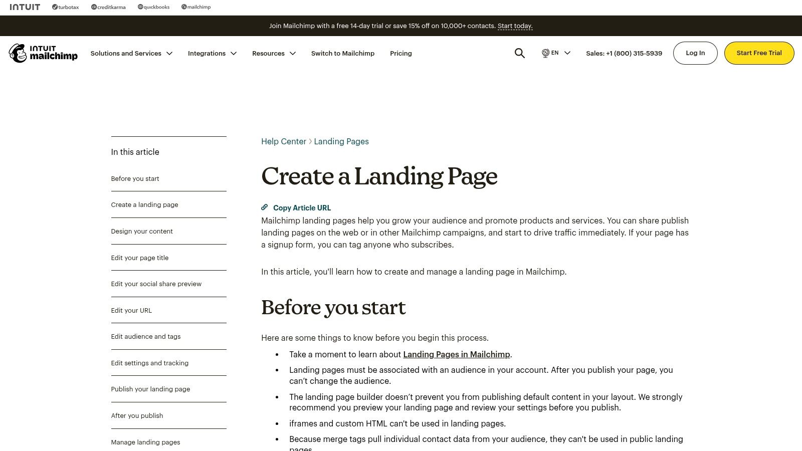 Mailchimp Landing Pages