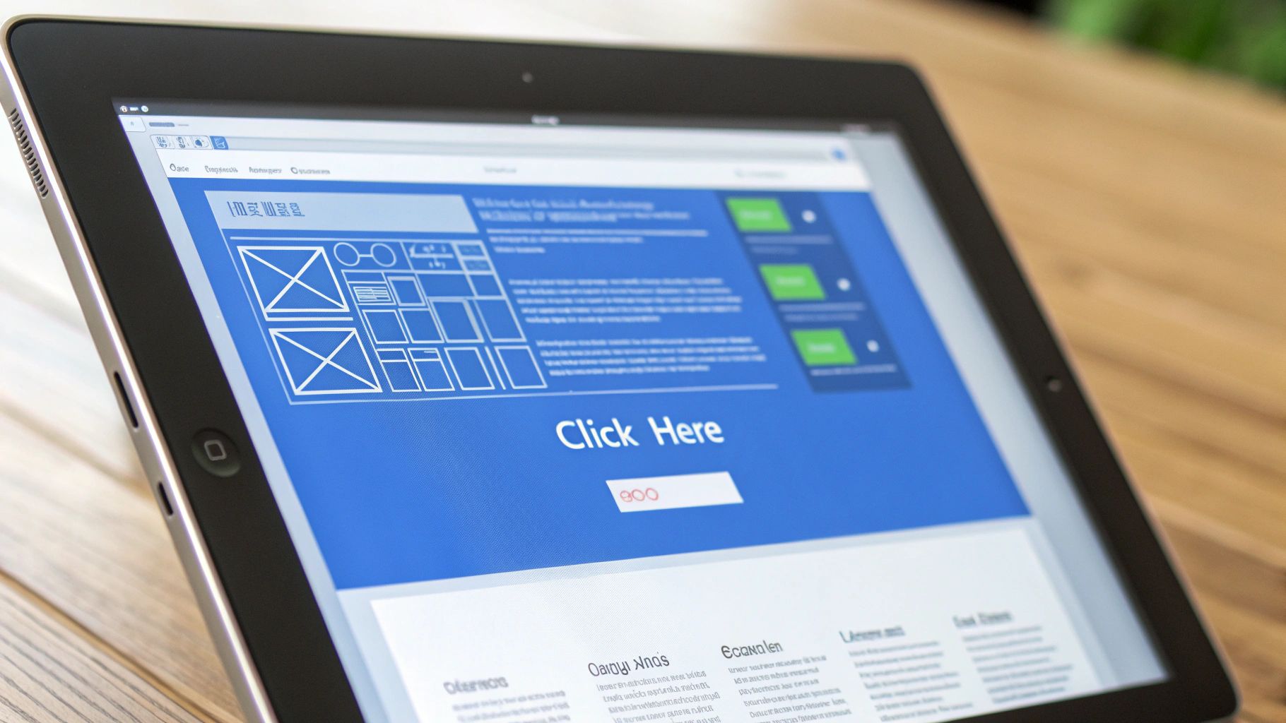 A person working on a laptop with design elements around them, representing the creation of a high-converting landing page.