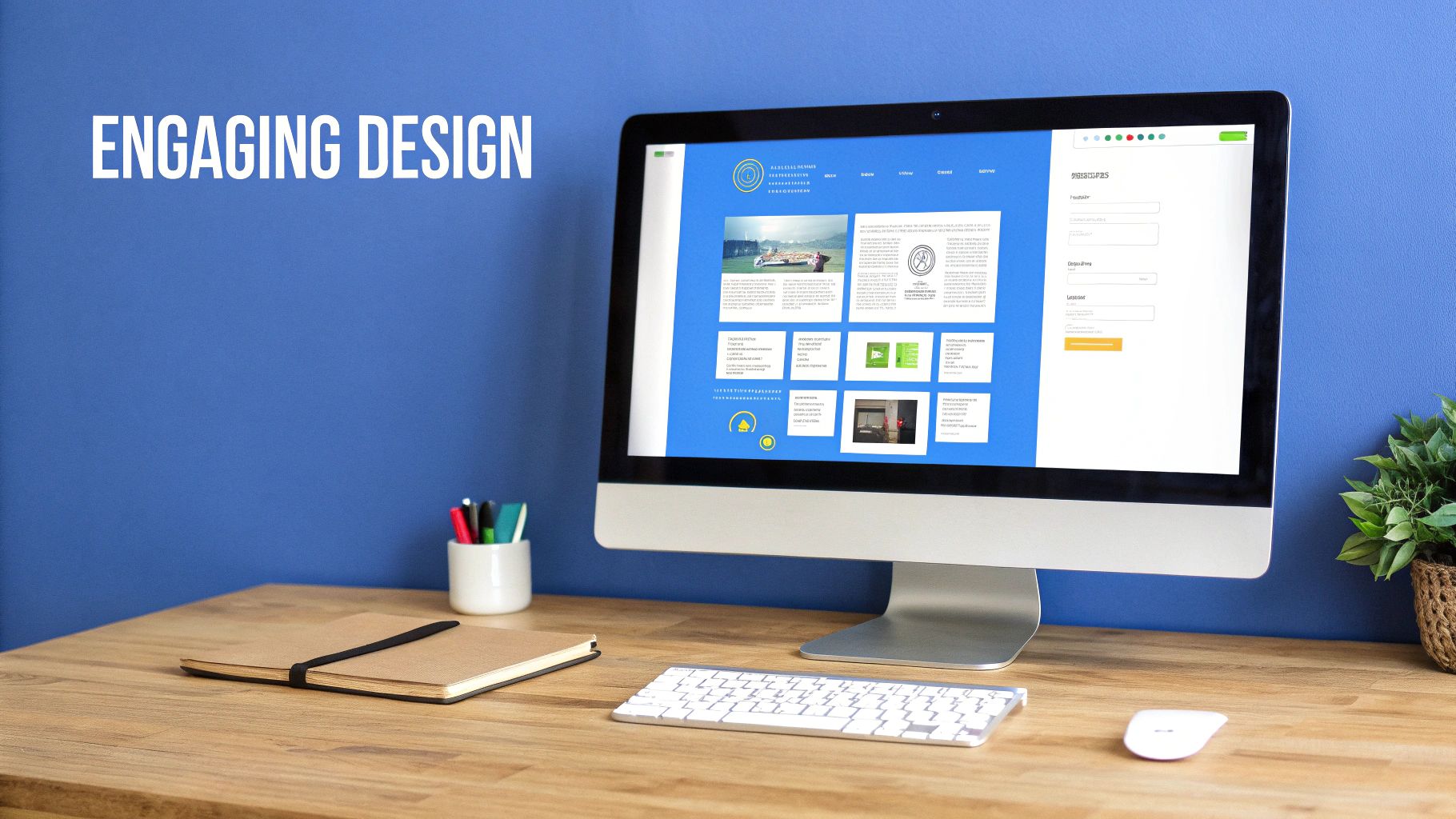 A clean, modern landing page design displayed on a laptop, emphasizing visual hierarchy and trust signals.