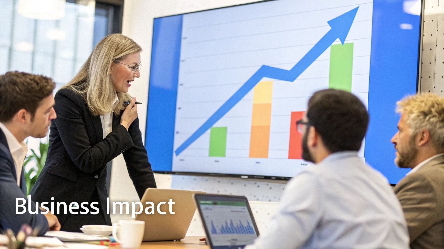 A graph showing business growth and increased ROI