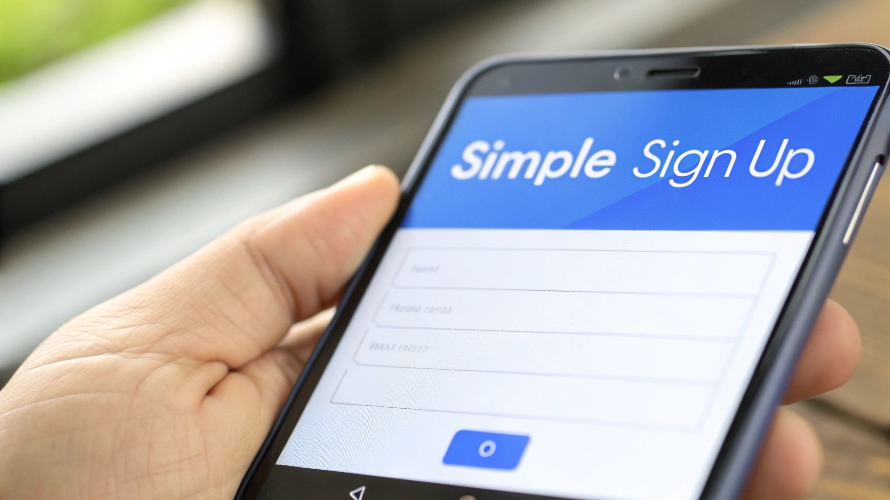 A sleek and simple registration form on a mobile device