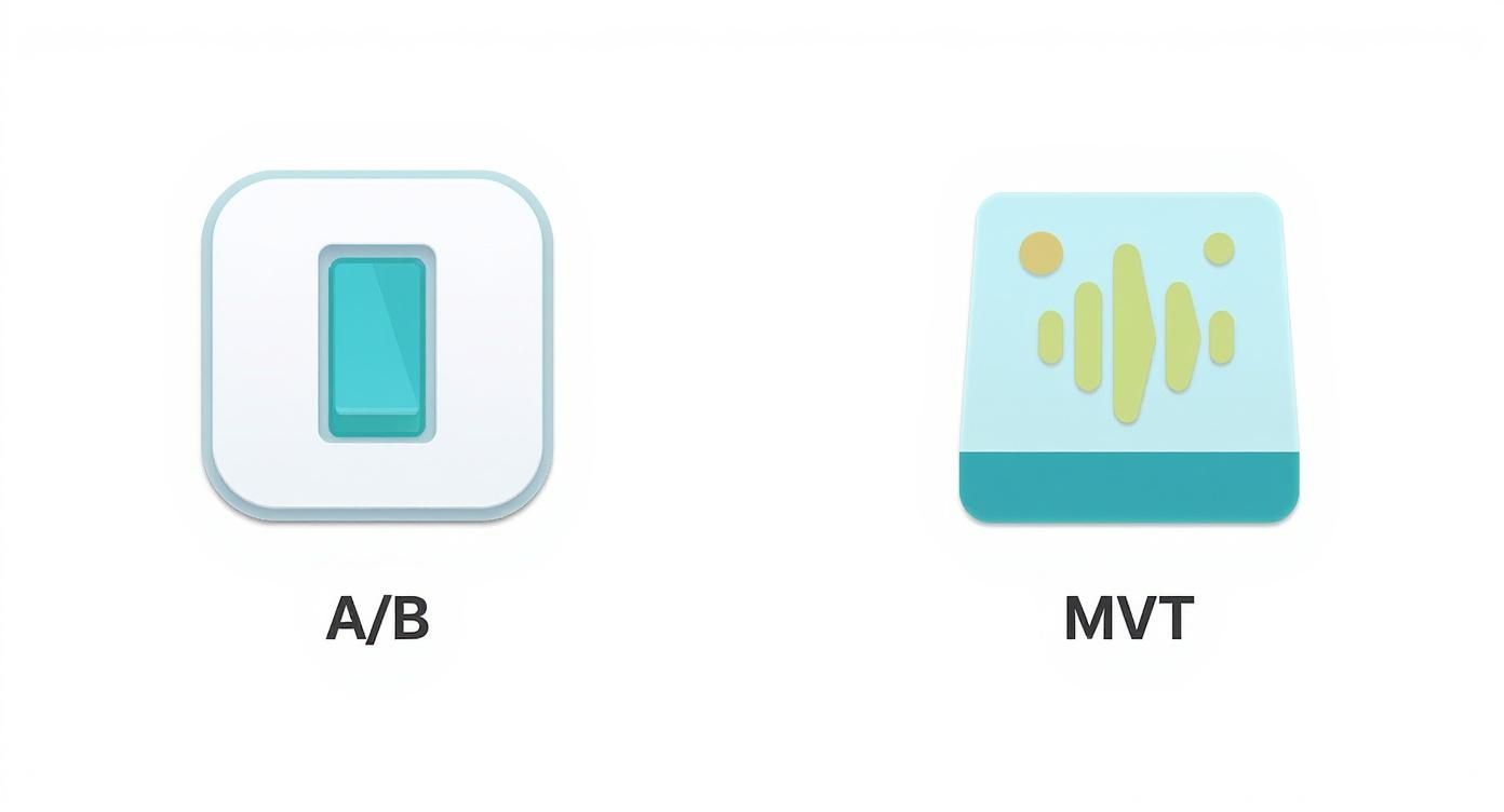 Infographic comparing A/B testing to multivariate testing
