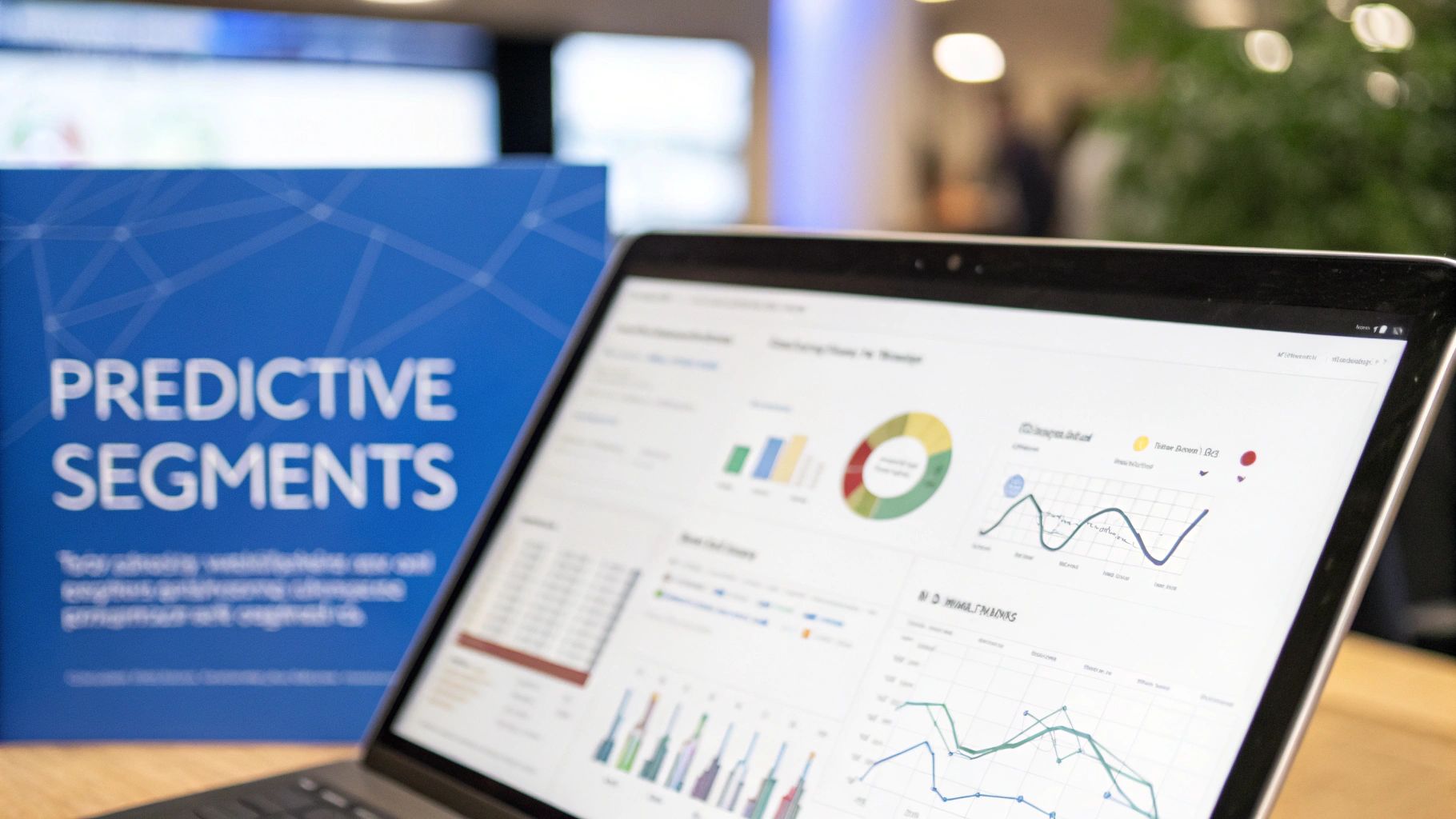 An abstract image showing data nodes and connections, representing AI-powered audience segmentation