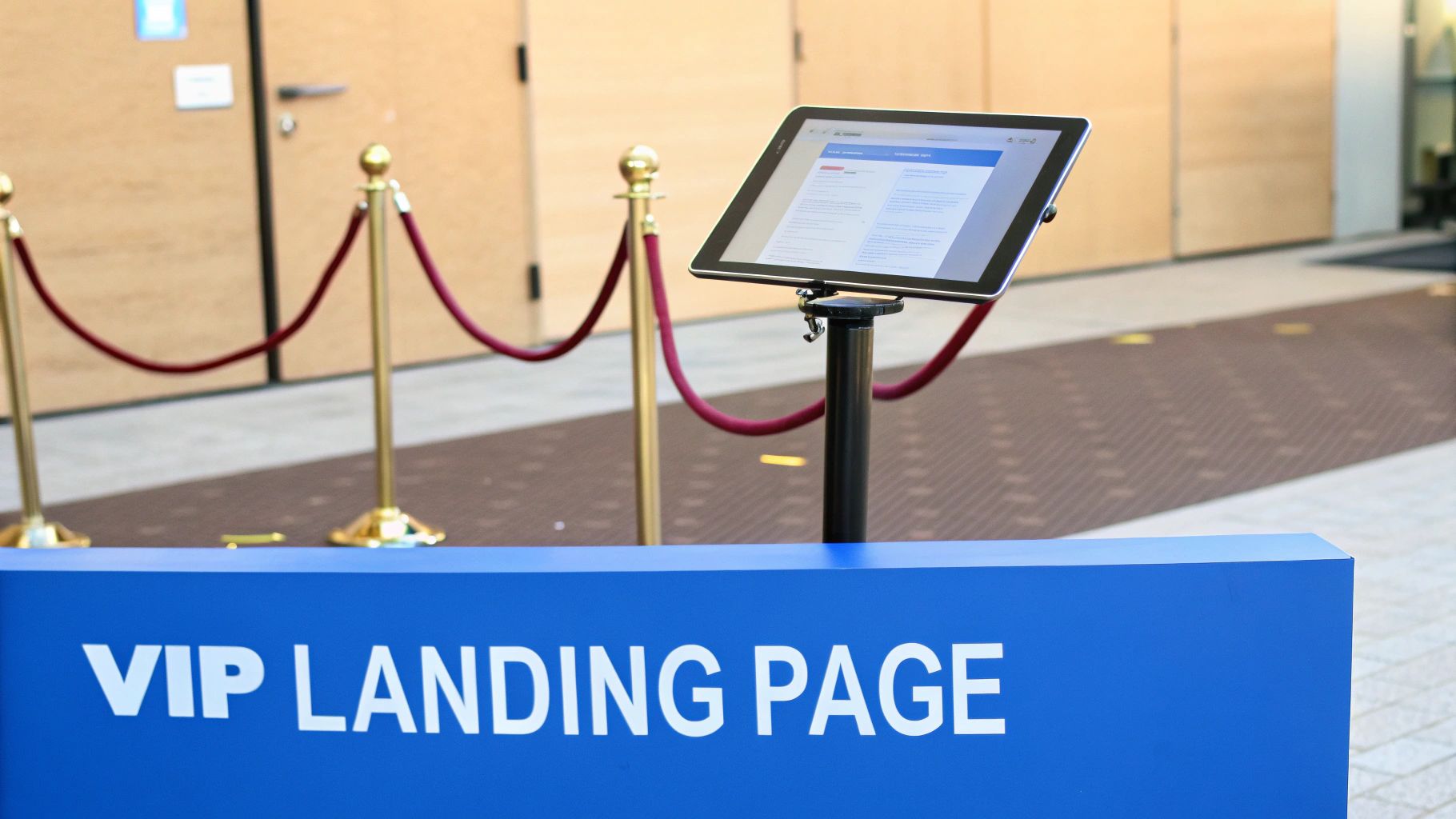 A focused digital marketer pointing at a screen showing event registration analytics.