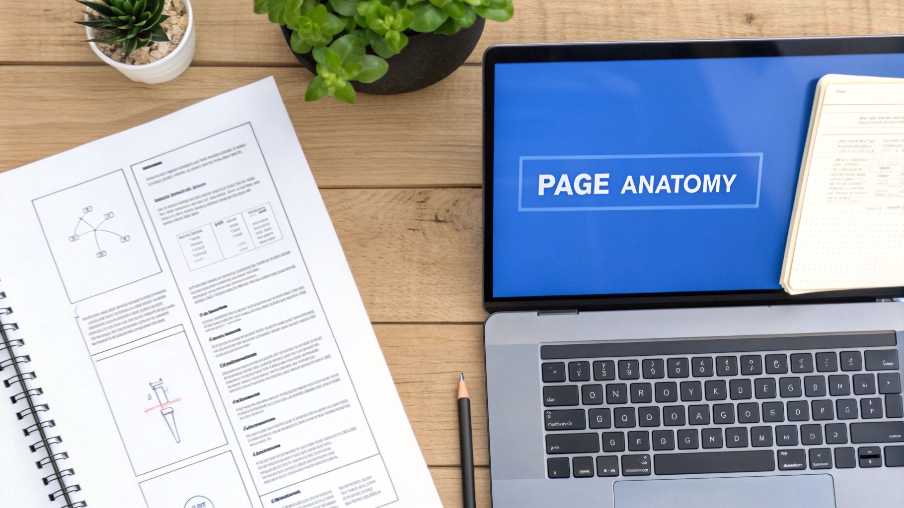 A designer wireframing the layout of a high-converting event landing page on a digital tablet.