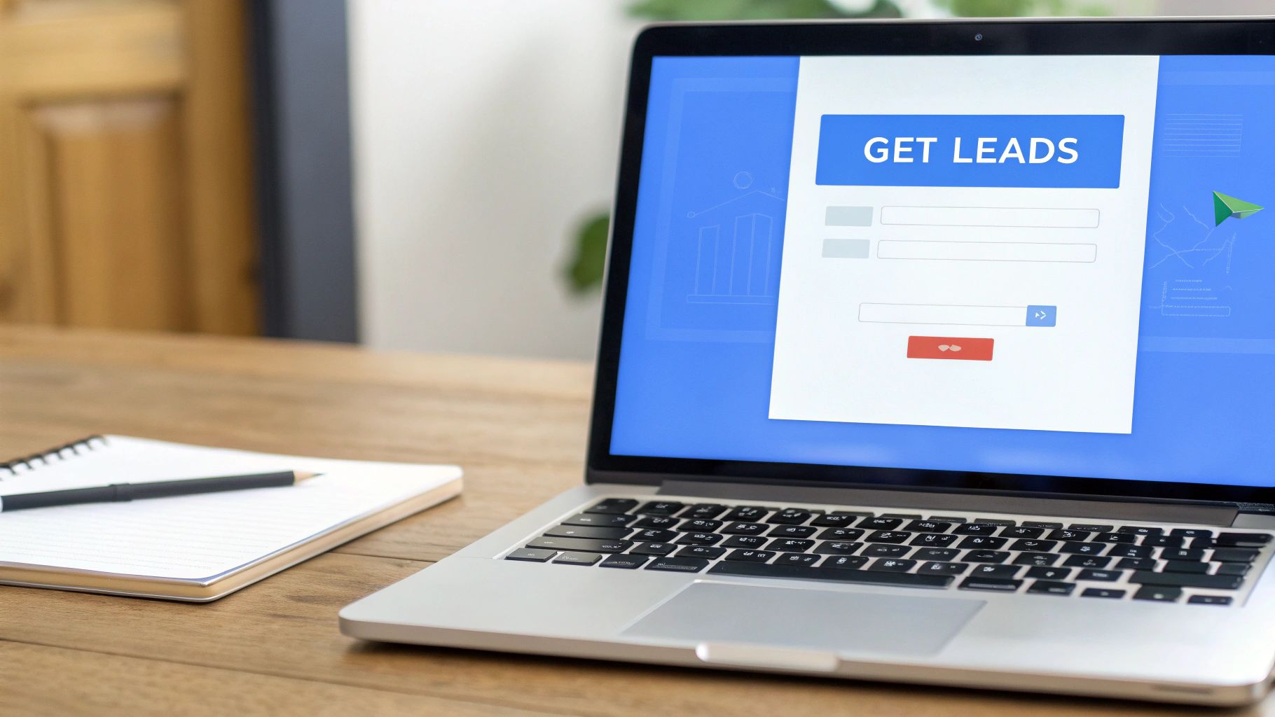 A visual representation of a marketing funnel with icons for CTA, landing page, and form.