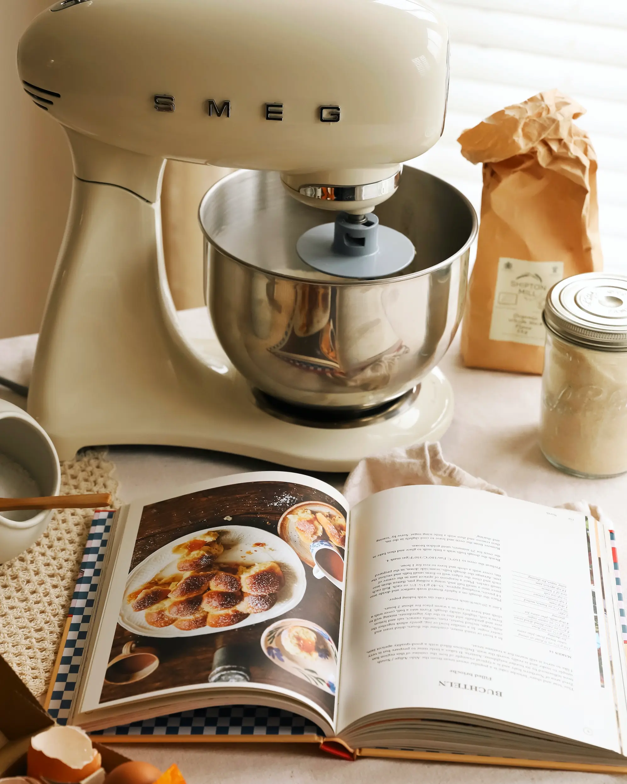 Cooking from Gennaros cookbook with a Smeg mixer lifestyle image