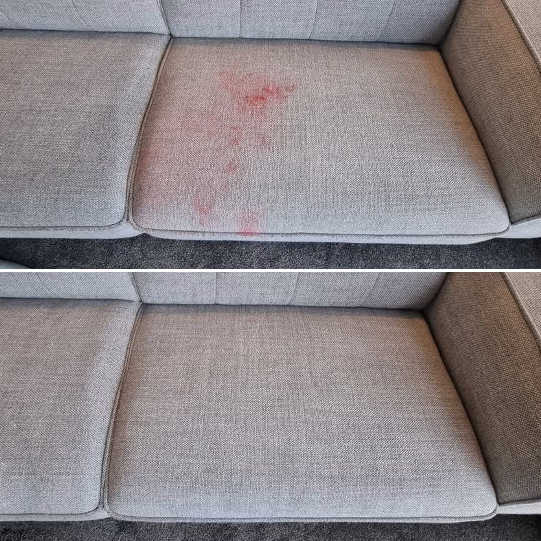 JAE Stain Treatment Before and after lipstick couch stain