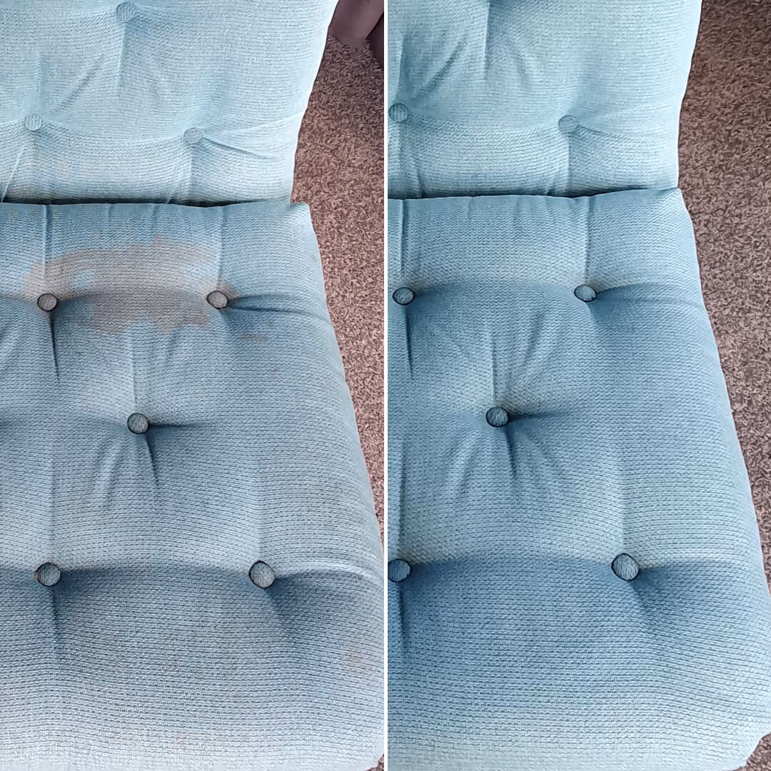 JAE Stain Treatment Before and After Upholstery Stain