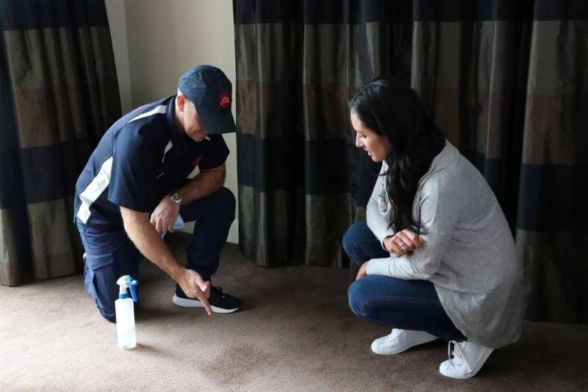 Removal of water marks on carpet