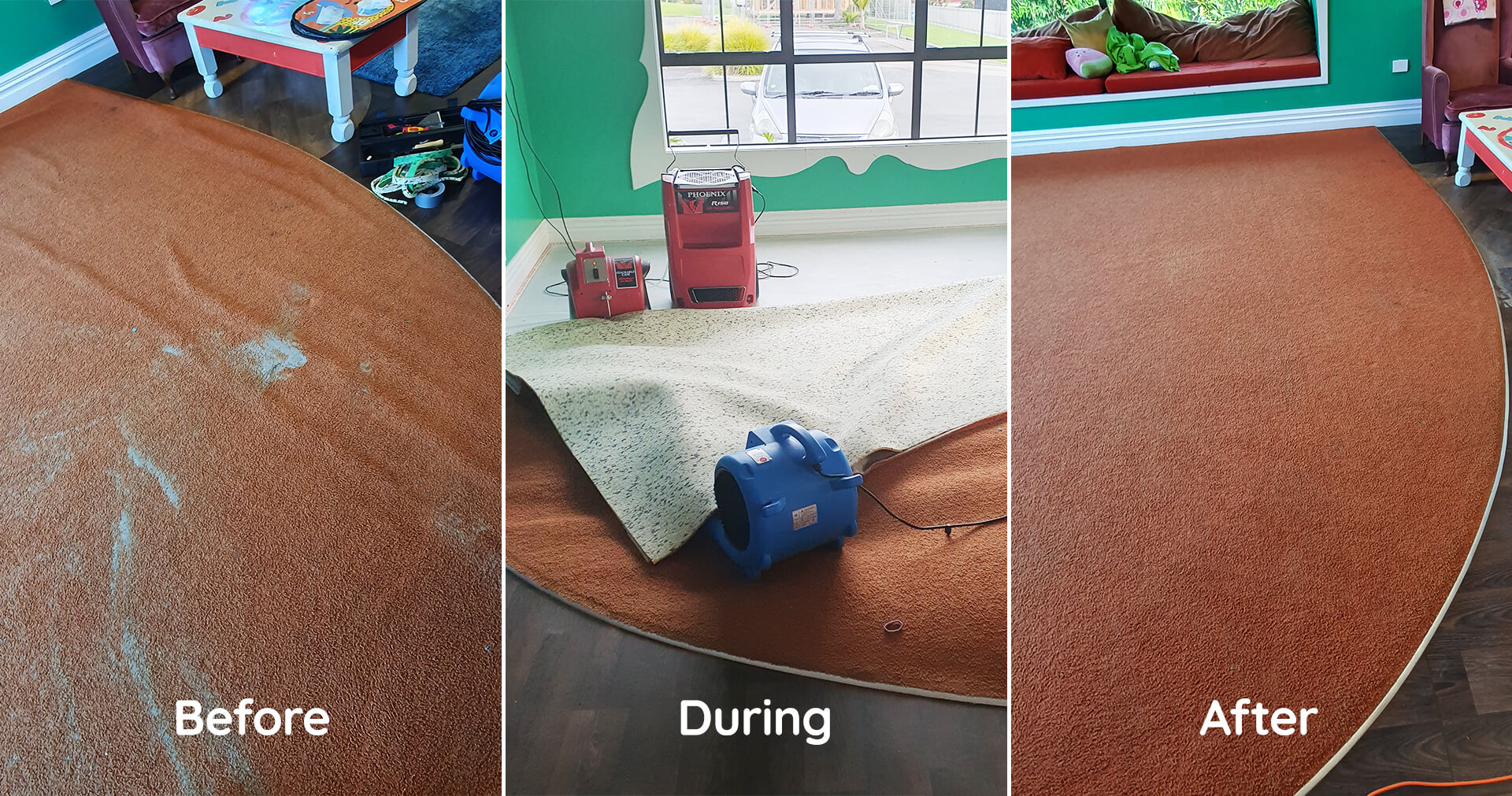 Flood restoration on carpets